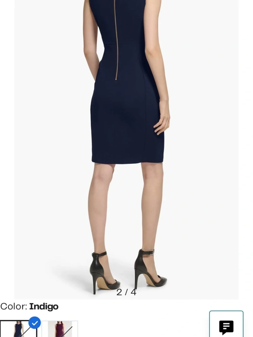 Calvin Klein Indigo Sleeveless Midi Sheath Dress - Picture 3 of 7